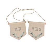 Love Story Set of 2 Canvas Chair Plaques "Mr" & "Mrs"