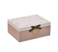 Widdop and Co. - Love Story - Wedding Memory Keepsake Box - Smooth White & Brown Wood Box With Velvet Bow - Designed for Storage of Mementos, Invitations, Photos, Gifts & Presents.