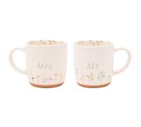 Love story Wildflower Ceramic Mugs - Mr & Mrs in White Love story White