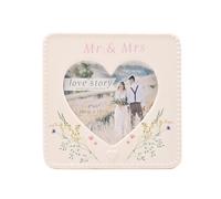 Love story Wildflower Ceramic Photo Frame 4" x 4" - Mr & Mrs in White Love story White