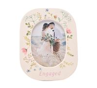 Love story Wildflower Ceramic Photo Frame 4" x 6" Floral - Engaged in White Love story White