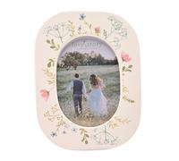Love story Wildflower Ceramic Photo Frame 4" x 6" Oval Floral in White Love story White
