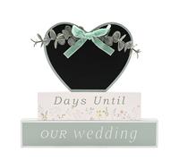 Love story Wildflower Countdown Mantel Plaque in Green Love story Green