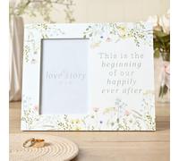 Love story Wildflower Photo Frame 4" x 6" - Happily Ever After in White Love story White