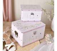 Love story Wildflower Set of 2 Wedding Keepsake Luggage Boxes in White Love story White
