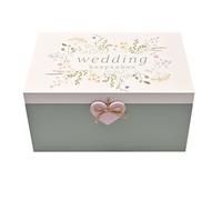 Love Story Wildflower Wedding Keepsake Box | Wooden Memory Storage Box with Floral Design & Heart Charm | Romantic Gift for Bride, Couple or Newlyweds