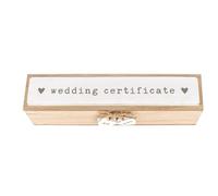 Love Story Wooden Wedding Day Marriage Certificate Holder Box with Hearts