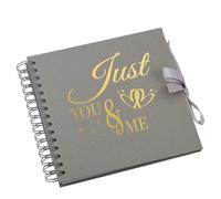 Love Story You and Me Keepsake Scrapbook Photo Album, Spiral Bound, Blank Pages for Customisation (Grey)