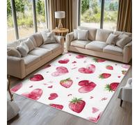 Love Strawberry Floor Mat 40x60 cm, Pink Watercolor Girl Cute Rugs for Living Room Bedroom, Washable Non Slip Area Rugs, Pattern Small Carpet, Home Decor C20