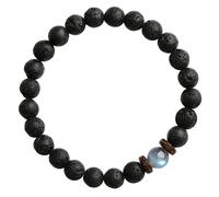 Love Strength Bracelet with Natural Volcanic Rock and Moonstone Beads, Stretch Cord Design, Includes Love You to The Moon & Back Card, Valentine's Day Gifts for Men, Father's Day Birthday Present