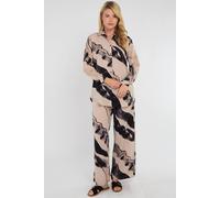 Love Sunshine Beige And Black Abstract Brushstroke Print Co-Ord Set Beige
