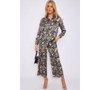 Love Sunshine Beige And Black Graphic Print Co-Ord Shirt And Trousers Set Black