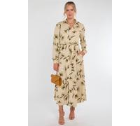 Love Sunshine Beige And Olive Floral Print Maxi Shirt Dress Beige 18