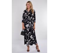 Love Sunshine Black Bloom Maxi Shirt Dress Black 8
