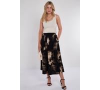 Love Sunshine Black Brushstroke Print Midi Skirt Black