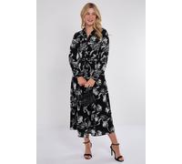 Love Sunshine Black Floral Print Maxi Shirt Dres Black 16