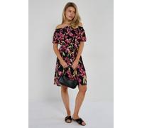 Love Sunshine Black Iris Floral Off-Shoulder Miini Dress Black M