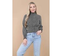 Love Sunshine Black Leopard Print Shirred Waist Cropped Top Black