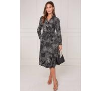 Love Sunshine Black Modern Patchwork Geo Print Midi Shirt Dress Multi 16