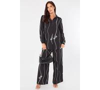 Love Sunshine Black Rope Stripe Print Wide-Leg Co-Ord Black 10