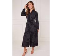 Love Sunshine Black Tonal Rose Print Maxi Shirt Dress Black 18