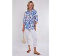 Love Sunshine Blue And Pink Swirl Floral Print Long Sleeve Shirt Blue 12