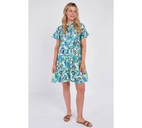 Love Sunshine Blue Bloom Ruffle Hem Mini Shirt Dress Blue 18