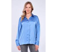 Love Sunshine Blue Brushed Satin Oversized Shirt Blue
