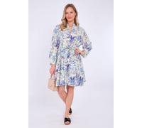 Love Sunshine Blue Palm Trees Print Flared Mini Dress Blue XL