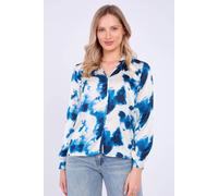 Love Sunshine Blue Watercolour Print Satin Blouse Blue