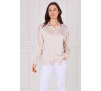 Love Sunshine Blush Beige Brushed Satin Oversized Shirt Beige