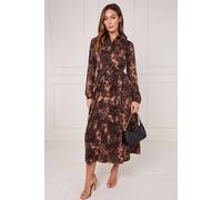 Love Sunshine Brown Leopard Print Midaxi Shirt Dress Brown