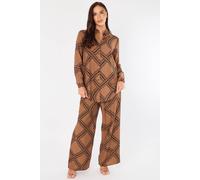 Love Sunshine Brown Rope Lattice Print Wide-Leg Co-Ord Brown 12
