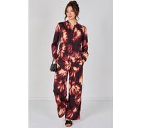 Love Sunshine Burgundy Abstract Print Shirt And Trouser Co-Ord Set Burgundy