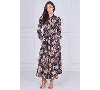 Love Sunshine Charcoal And Mocha Floral Belted Midaxi Shirt Dress Multi