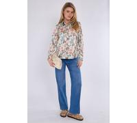 Love Sunshine Cream Animal Print Satin Shirt In White White M