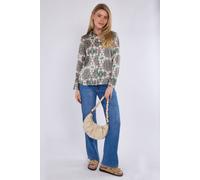 Love Sunshine Cream Mandala Print Satin Shirt In White White