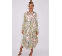 Love Sunshine Cream Mixed Paisley Print Silky Midaxi Shirt Dress Cream / 14