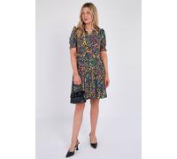 Love Sunshine Ditsy Floral Print Black Mini Dress Black