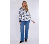 Love Sunshine Floral Print White Satin Shirt White S