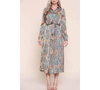 Love Sunshine Green Paisley Maxi Dress Long Sleeve Green