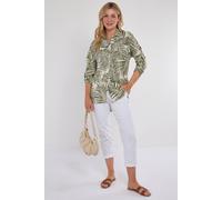 Love Sunshine Green Palm Leaf Print Long Sleeve Shirt Green