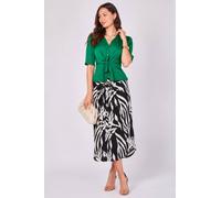 Love Sunshine Green Satin Tie Front Short Sleeve Top Green