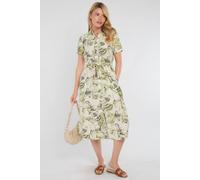 Love Sunshine Green Swirl Print Short Sleeve Midi Shirt Dress Green 18