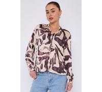 Love Sunshine Grey Abstract Print Gold Foil Dotted Blouse Grey