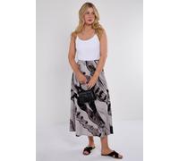 Love Sunshine Grey Abstract Print Pleated Maxi Skirt Grey M
