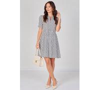 Love Sunshine Ivory Black Polka Dot Tea Dress In White White