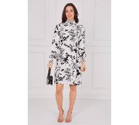 Love Sunshine Ivory Floral Print Shirred Neck Dress Ivory