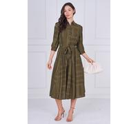 Love Sunshine Khaki Green Contemporary Line Print Shirt Dress Khaki