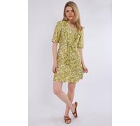 Love Sunshine Lime Green Paisley Floral Print Knotted Mini Dress Green